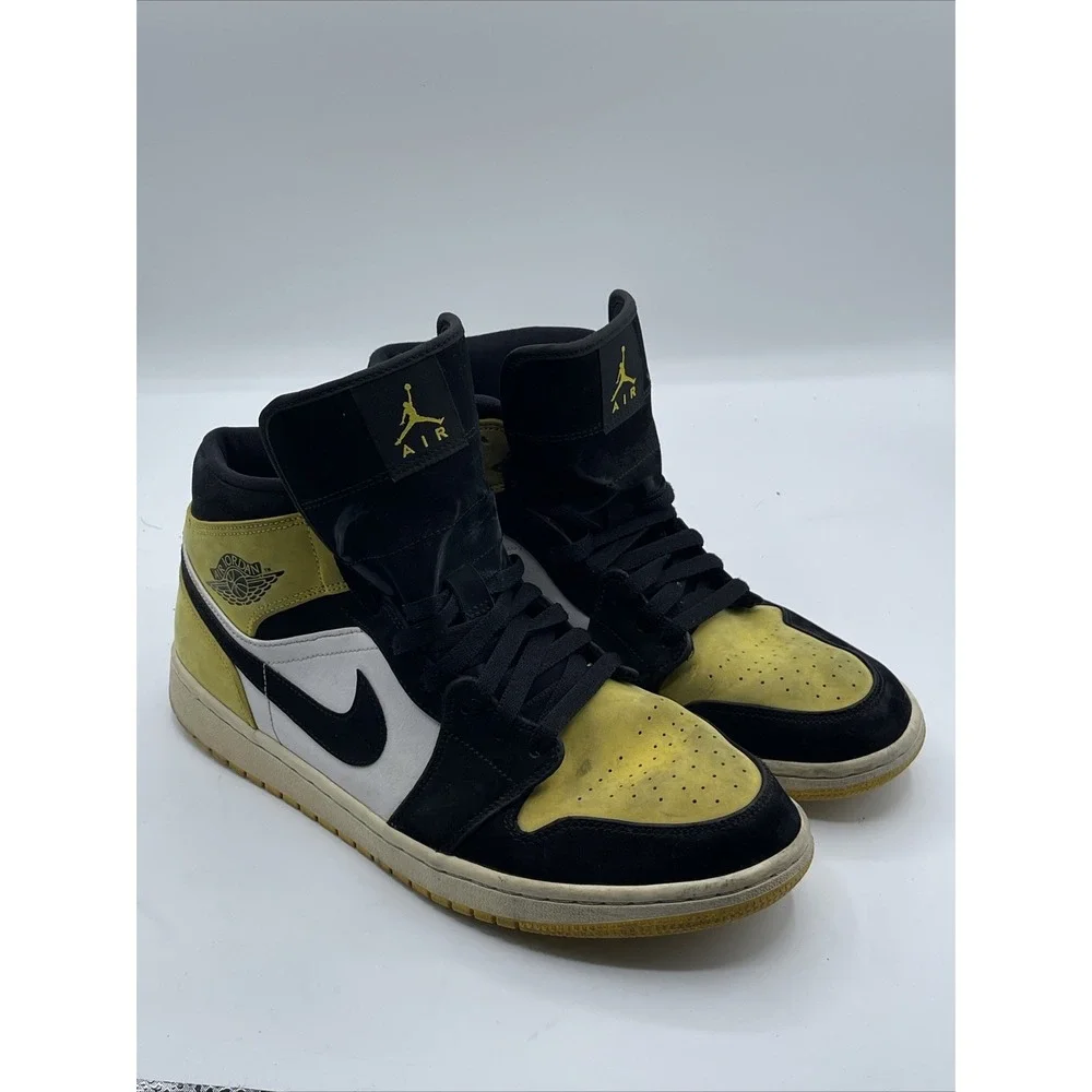 2019 Nike Air Jordan 1 Mid Yellow Toe 852542 071 Sneakers‎ Size 11.5
